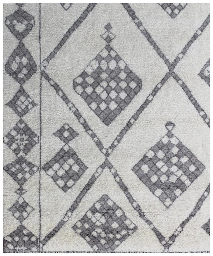 Ivory gray Moroccan rug geometric pattern handmade 8x10 rug for bedroom, living room, cozy reading room area rug