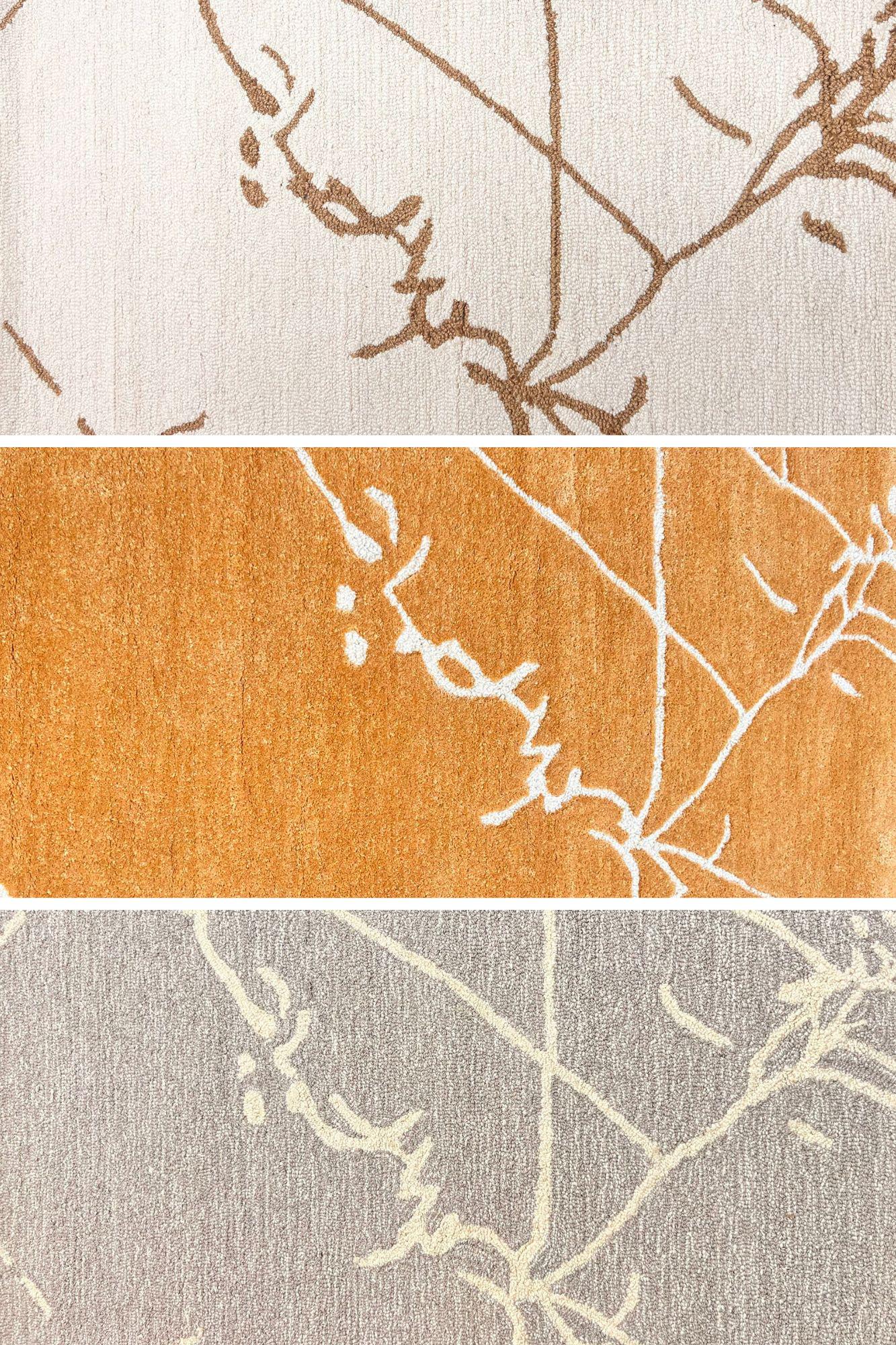 Modern Abstract Wool Rug 2.6x4 - Handmade Rust Grey Ivory Textured Mat - Luxury Hand-Tufted Bedside Rug - Small Space Earth Tone Home Decor