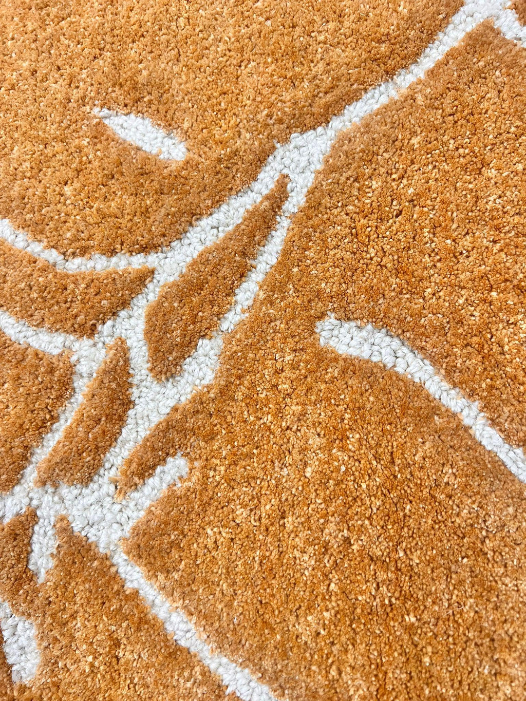 Modern Abstract Wool Rug 2.6x4 - Handmade Rust Grey Ivory Textured Mat - Luxury Hand-Tufted Bedside Rug - Small Space Earth Tone Home Decor
