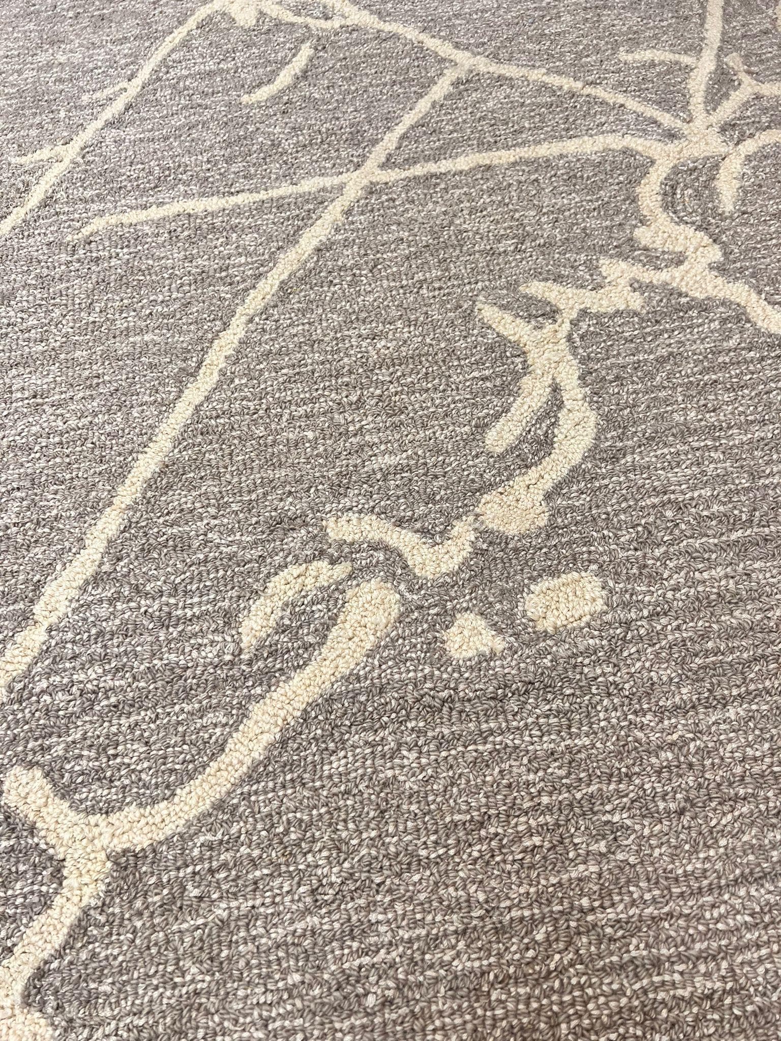 Modern Abstract Wool Rug 2.6x4 - Handmade Rust Grey Ivory Textured Mat - Luxury Hand-Tufted Bedside Rug - Small Space Earth Tone Home Decor
