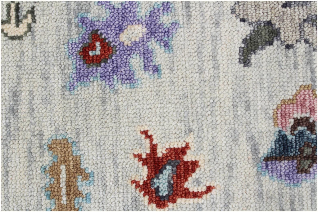 Vibrant Hand-Knotted Pastel Oushak Wool Rug