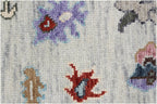 Vibrant Hand-Knotted Pastel Oushak Wool Rug