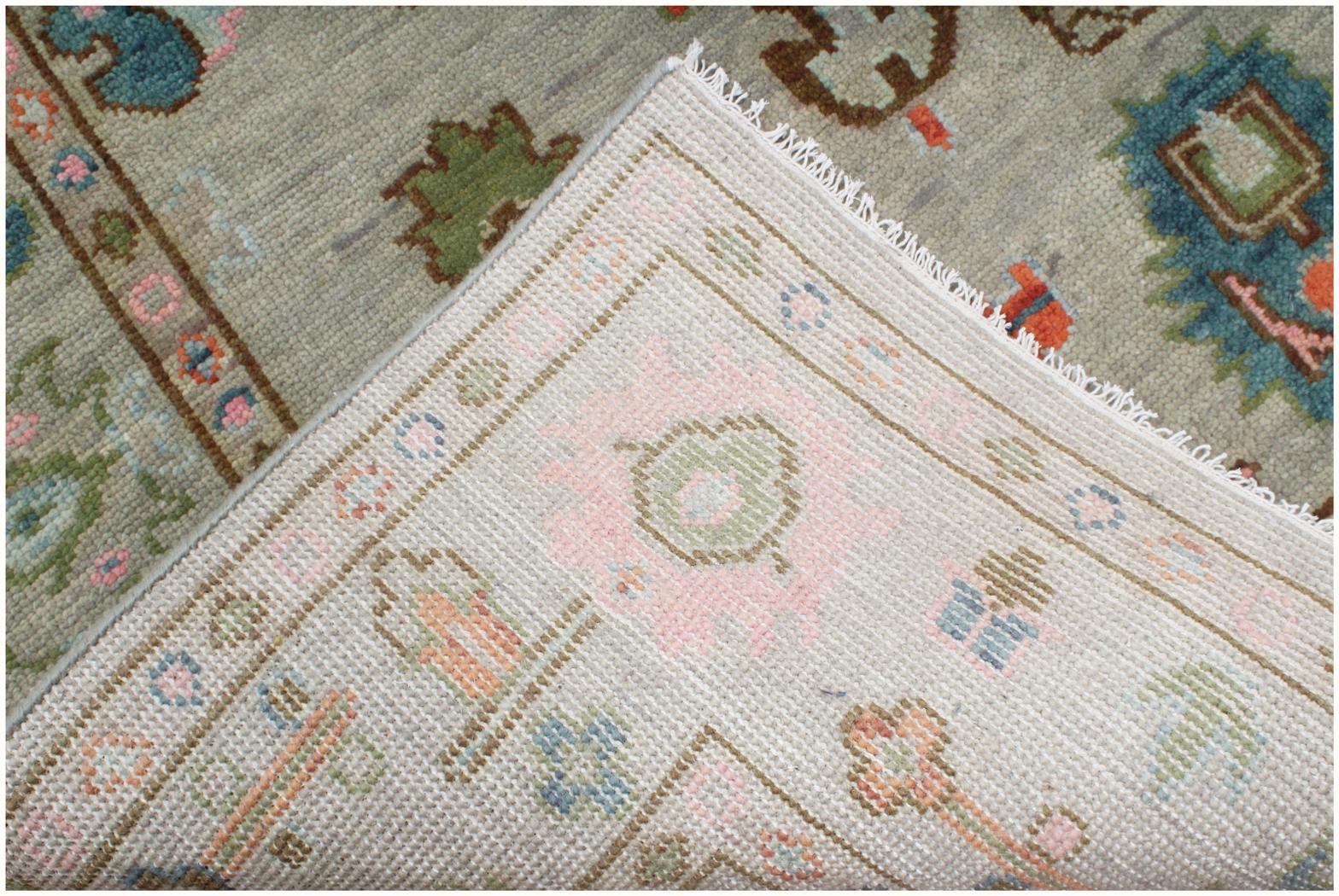 8x10 ft and 9x12 ft Pastel Garden Hand-Knotted Oushak Wool Rug