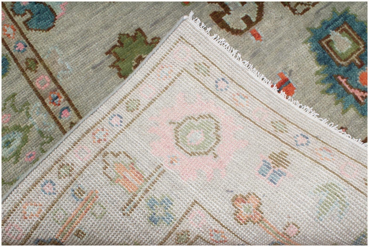 Hand Knotted Turkish Oushak Wool Rug, 8x10 pastel green wool Area Rug, Muted oushak carpet, custom size rug for living room