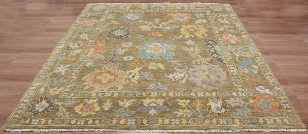 Verdant Oushak Turkish design –Hand-Knotted premium quality Wool Rug - Luxurious Moss Green/Olive Rug for Living Room, Bedroom & Dining Hall