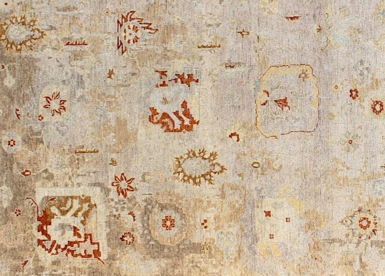 Hand Knotted Beige Wool Rug, Transitional Persian Style, 8x10