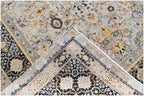 10x14 Oversized Hand Knotted Wool Rug - Ivory and Navy Blue Traditional Persian Style Area Rug