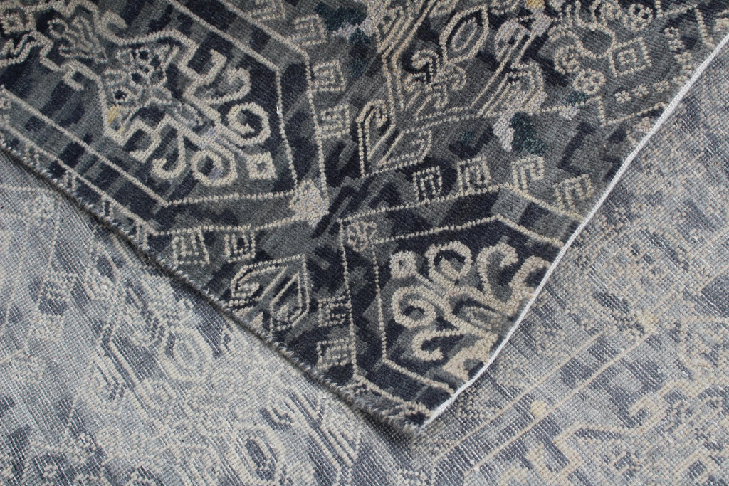 Grey Hand Knotted area Rug 9X12 handmade Persian transitional rug for living room, bedroom and dining room study room, office