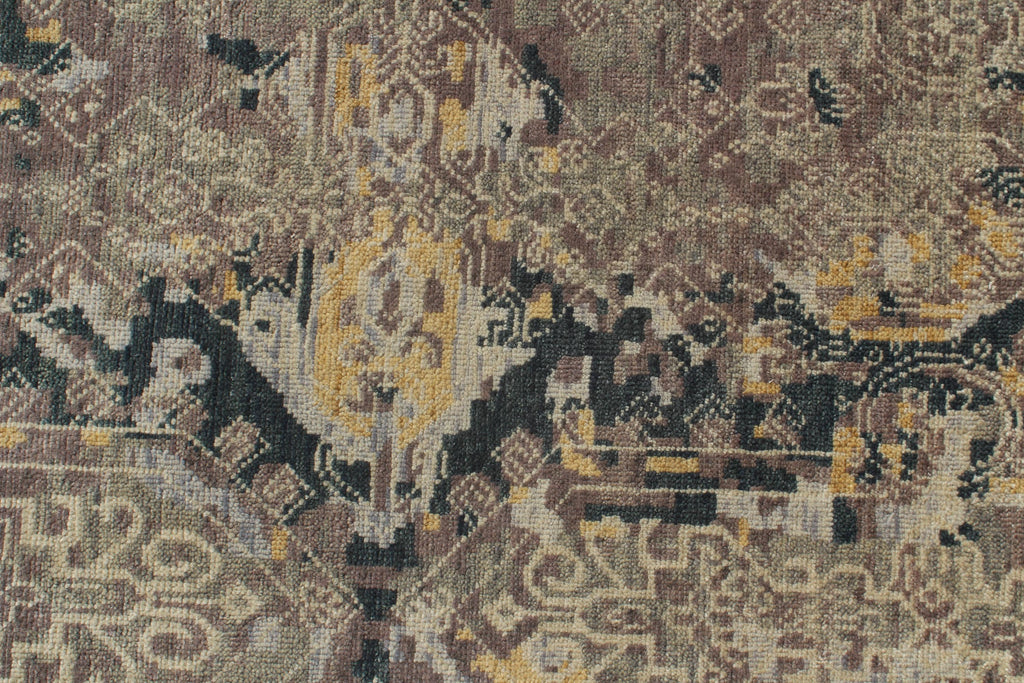 Brown Hand Knotted area Rug 9X12 handmade Persian transitional rug for living room, bedroom and dining room study room