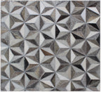 White Multi Handwoven area Rug 5X8 8X10 9X12 handmade leather geometric pattern cowhide rug for living room, bedroom. natural flat rug