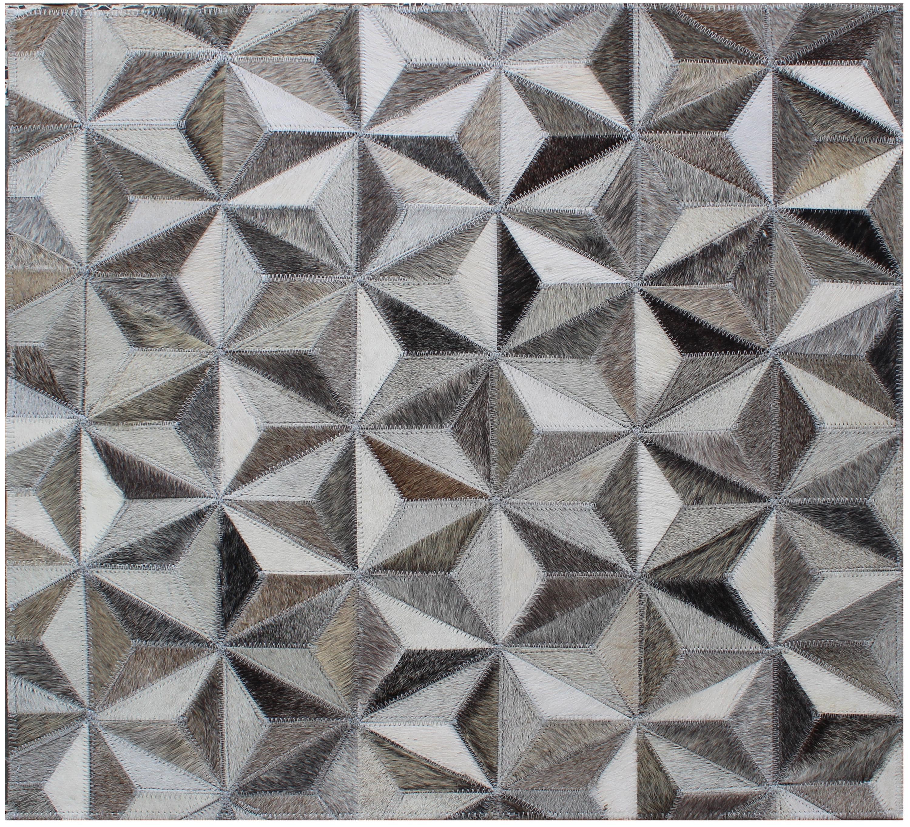 White Multi Handwoven area Rug 5X8 8X10 9X12 handmade leather geometric pattern cowhide rug for living room, bedroom. natural flat rug