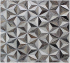 White Multi Handwoven area Rug 5X8 8X10 9X12 handmade leather geometric pattern cowhide rug for living room, bedroom. natural flat rug
