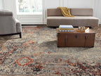 Hand knotted 12x15 Wool Rug - Distressed 5x8 Blue Red Cream Area Rug - Large 9x12 10x14 - Modern Transitional Oushak Style - Living Room Rug