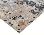 Hand Knotted Wool Rug Capri Distressed Transitional Area Rug for Living Room - Gray Blue Muted Oriental Carpet - 4x6 8x10 9x12 Large Custom