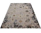 8x10 9x12 Capri Hand Knotted Wool Rug - Modern Distressed Area Rug for Living Room, Large Blue Grey Oriental Carpet, Luxury Handwoven Rug