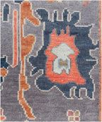 Hand-Knotted Oushak Wool Rug - Modern Transitional Floral Area Rug