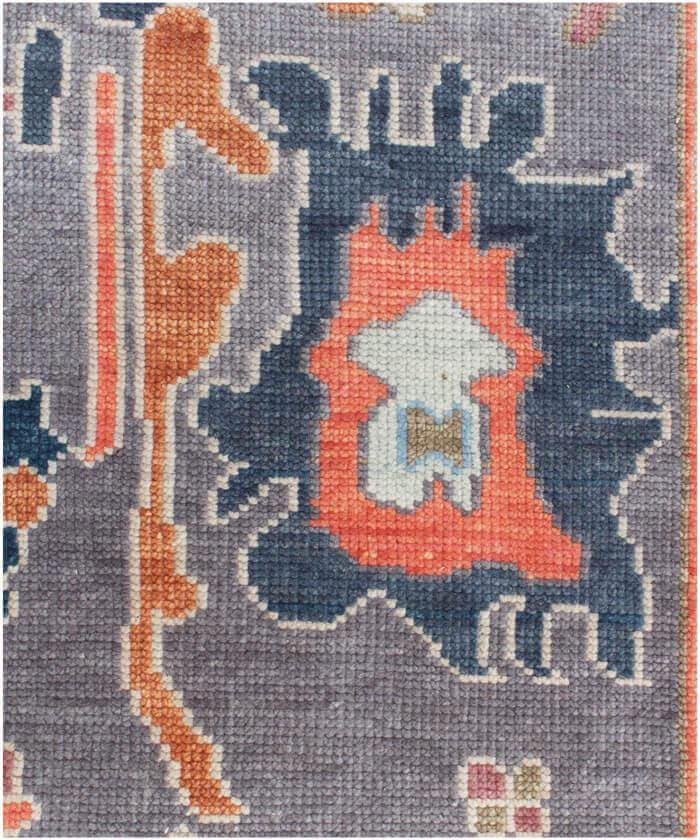Hand-Knotted Oushak Wool Rug - Modern Transitional Floral Area Rug