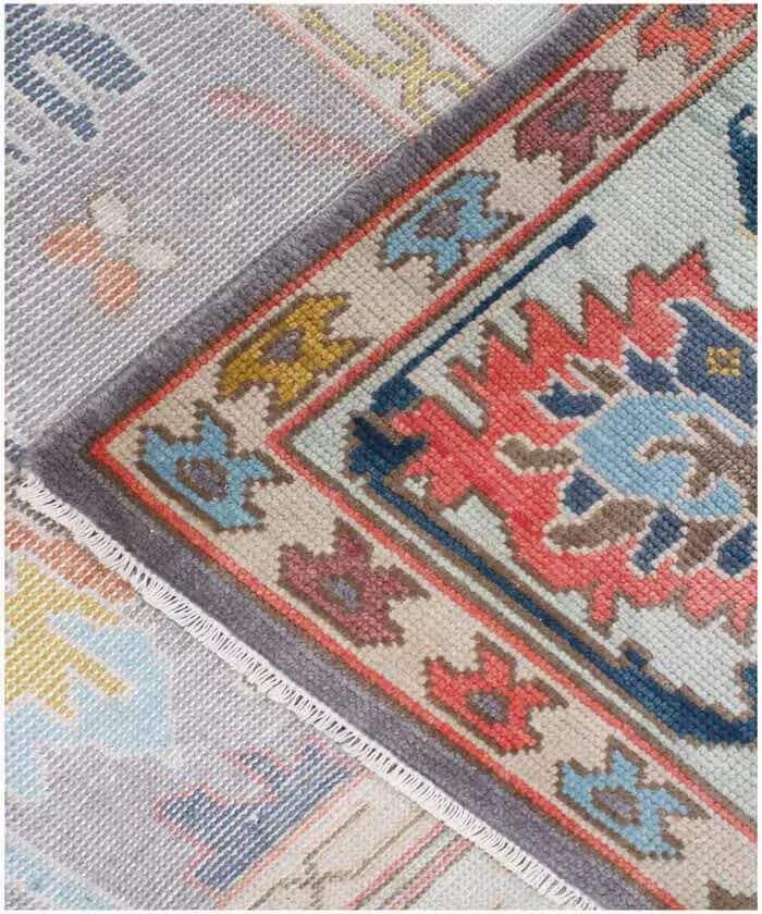 Hand-Knotted Oushak Wool Rug - Modern Transitional Floral Area Rug
