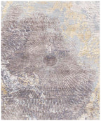 Luxury Abstract Sunburst Wool & Bamboo Silk Area Rug - Gold, Lavender Celestial Shimmer Carpet - Modern Art Decor - Multiple Sizes Available
