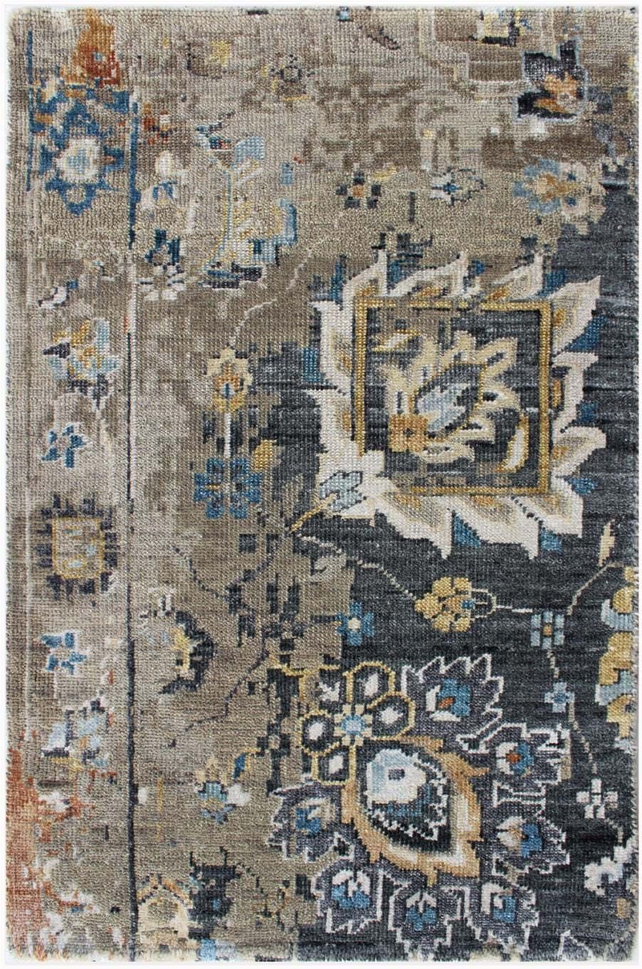 Charcoal silver Hand Knotted area Rug 6X9, 9X12  handmade oriental Persian rug transitional rug for living room, bedroom dining room