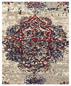 8x10 Large Hand Knotted Wool Rug - Vintage Distressed Persian Style Area Rug - Navy Blue & Magenta Boho Oriental Carpet - Transitional Rug