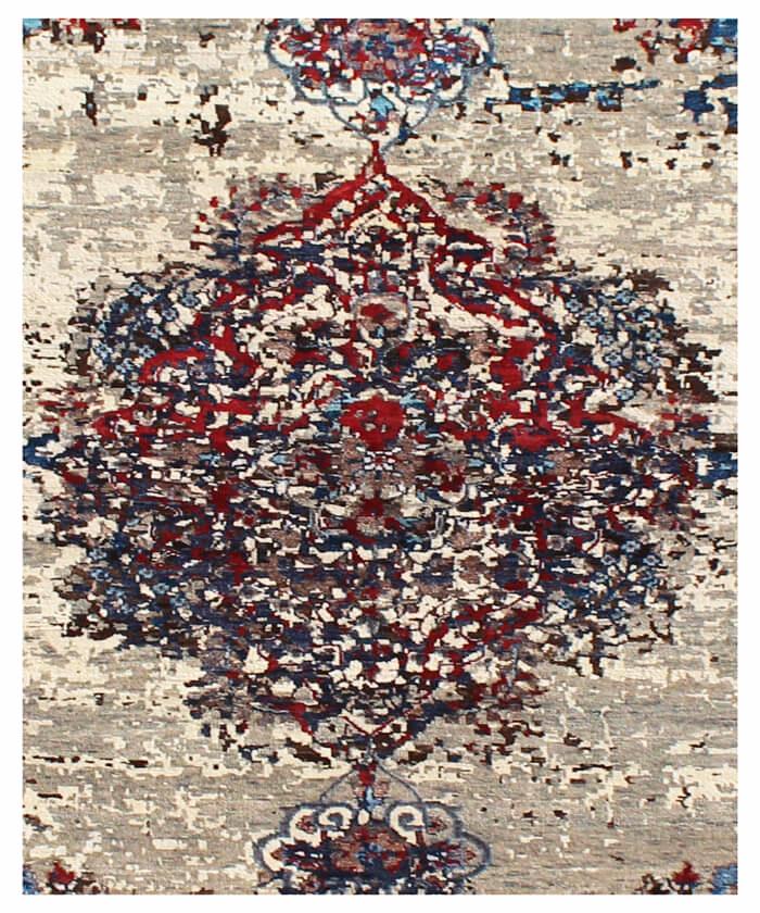 8x10 Large Hand Knotted Wool Rug - Vintage Distressed Persian Style Area Rug - Navy Blue & Magenta Boho Oriental Carpet - Transitional Rug