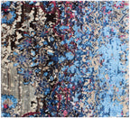 8x10 Large Hand Knotted Wool Rug - Vintage Distressed Persian Style Area Rug - Navy Blue & Magenta Boho Oriental Carpet - Transitional Rug