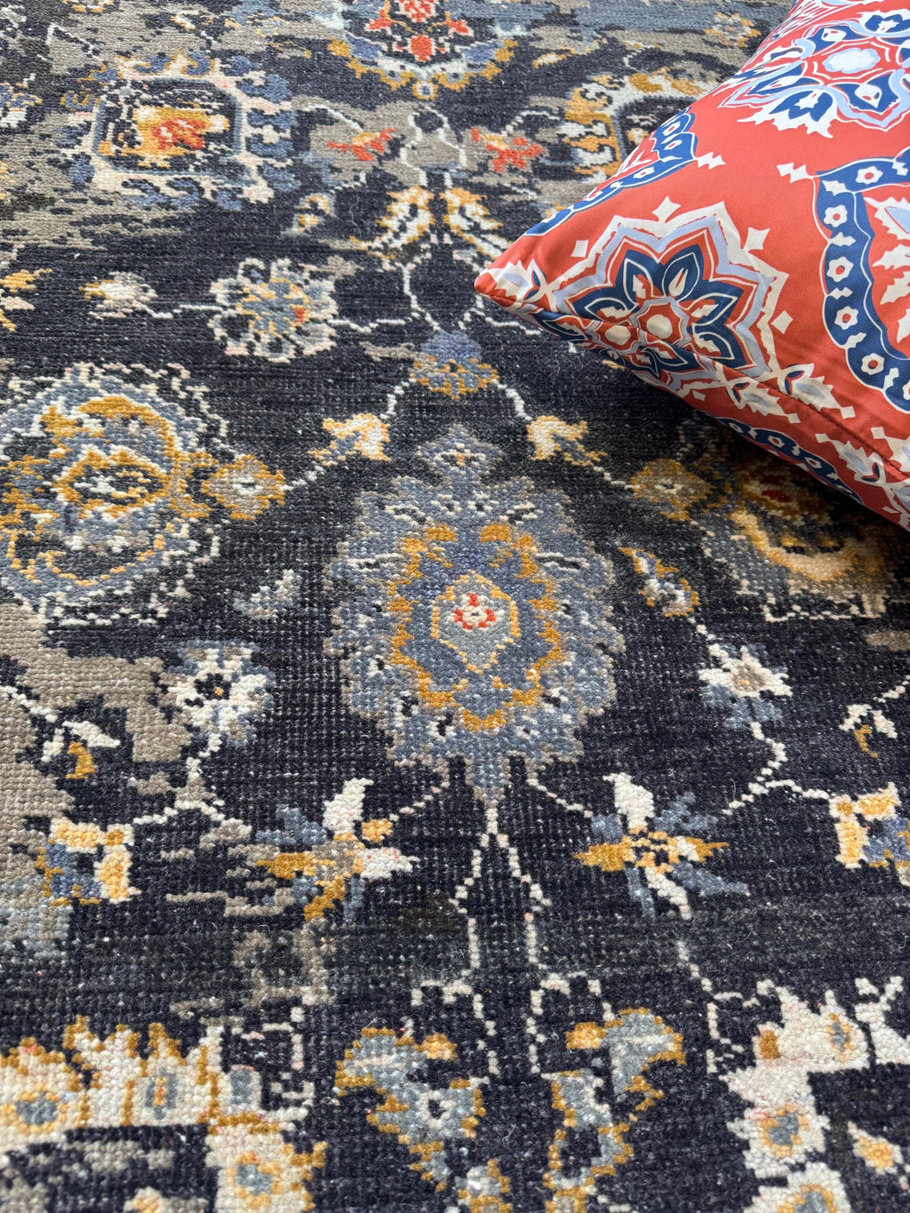 Charcoal gray Hand Knotted area Rug 4x6  handmade oriental Persian rug transitional rug for living room, dining area, entry way bedroom