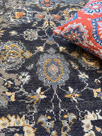 Charcoal gray Hand Knotted area Rug 4x6  handmade oriental Persian rug transitional rug for living room, dining area, entry way bedroom