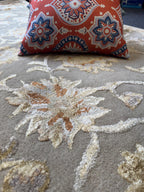 5x8 ft Elegant Traditional Hand-Tufted Wool & Silk Rug | Cream & Terracotta