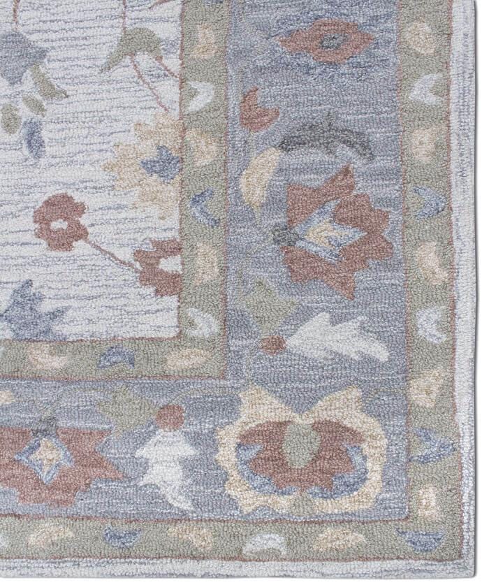 8x10 ft Elegant Hand-Tufted Floral Wool Rug | 5x8 ft Blue & Terracotta Traditional Decor