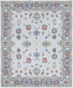 8x10 ft Elegant Hand-Tufted Floral Wool Rug | 5x8 ft Blue & Terracotta Traditional Decor