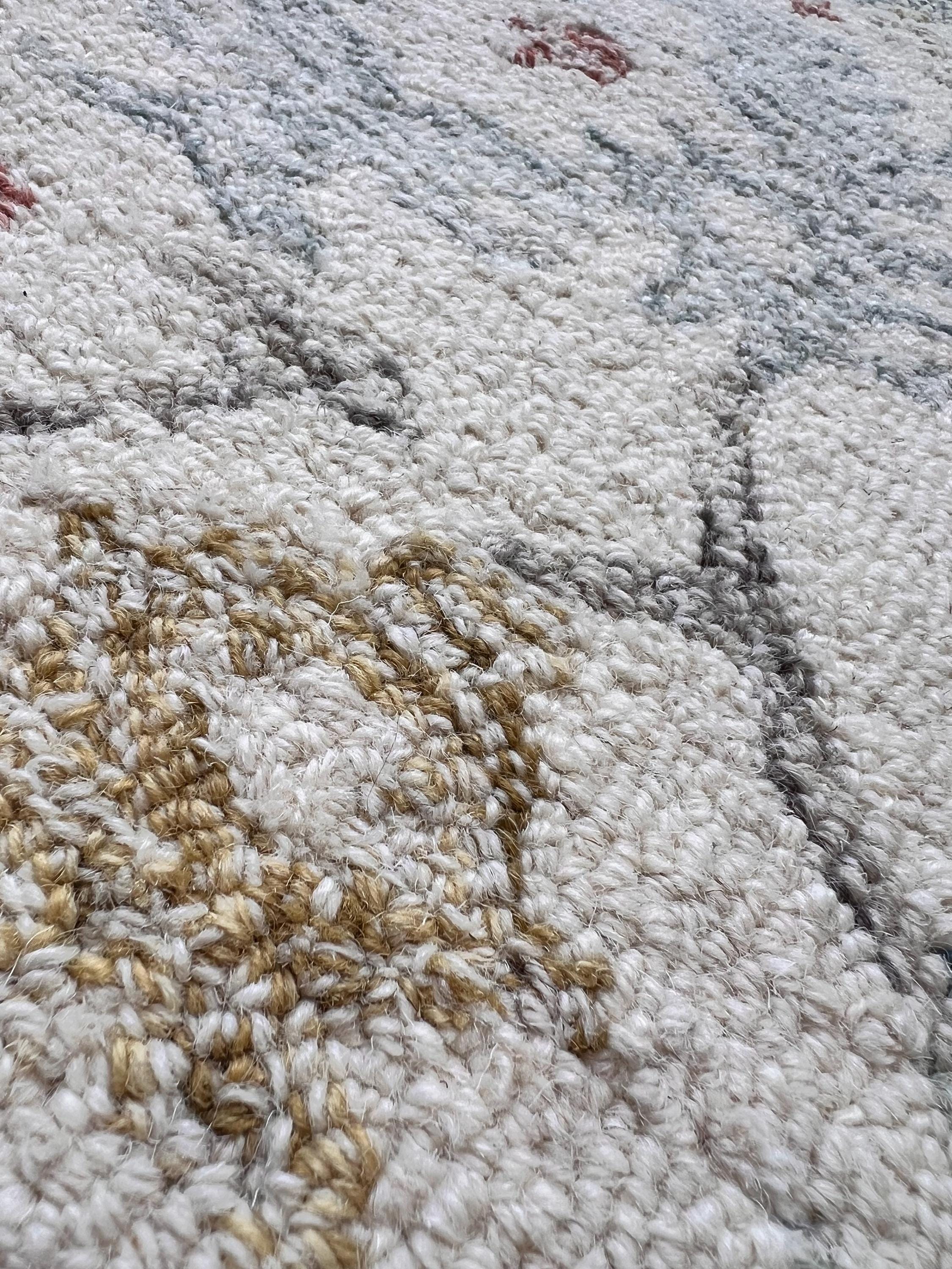 Handmade 6x6 round floral pattern multicolor modern transitional hand tufted rug for living room, bedroom and dining area, study room