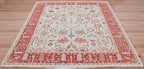 8x10 ft Authentic Hand-Knotted Wool Oriental Rug - Red & Cream Transitional Oushak Style