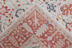 8x10 ft Authentic Hand-Knotted Wool Oriental Rug - Red & Cream Transitional Oushak Style