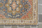 8x10 Hand-Knotted Wool Oushak Rug - Blue, Terracotta & Sage