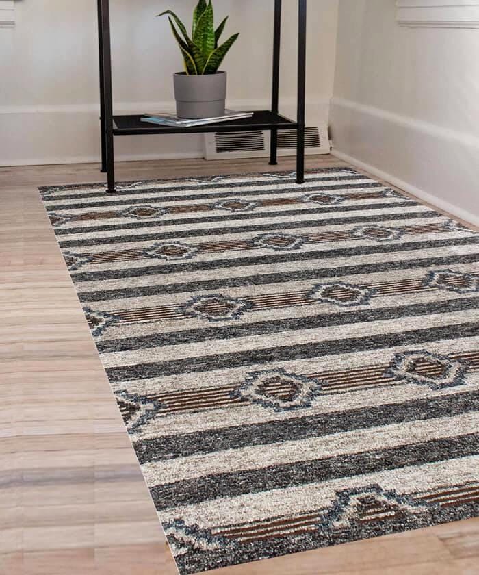Handmade 5X8 8X10 Charcoal beige Wool geometric pattern area rug for living room, bedroom and dining room, study room office clearance sale