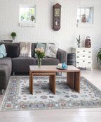 8x10 ft Elegant Hand-Tufted Floral Wool Rug | 5x8 ft Blue & Terracotta Traditional Decor