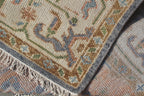 8x10 Hand-Knotted Wool Oushak Rug - Blue, Terracotta & Sage