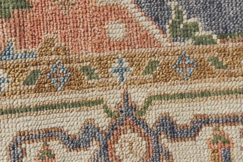 8x10 Hand-Knotted Wool Oushak Rug - Blue, Terracotta & Sage