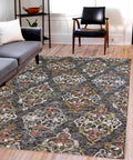 Handmade 5X8 Charcoal gray Wool medallion pattern area rug for living room, bedroom and dining room, study room office clearance sale