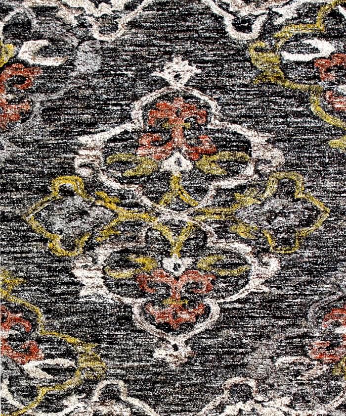 Handmade 5X8 Charcoal gray Wool medallion pattern area rug for living room, bedroom and dining room, study room office clearance sale