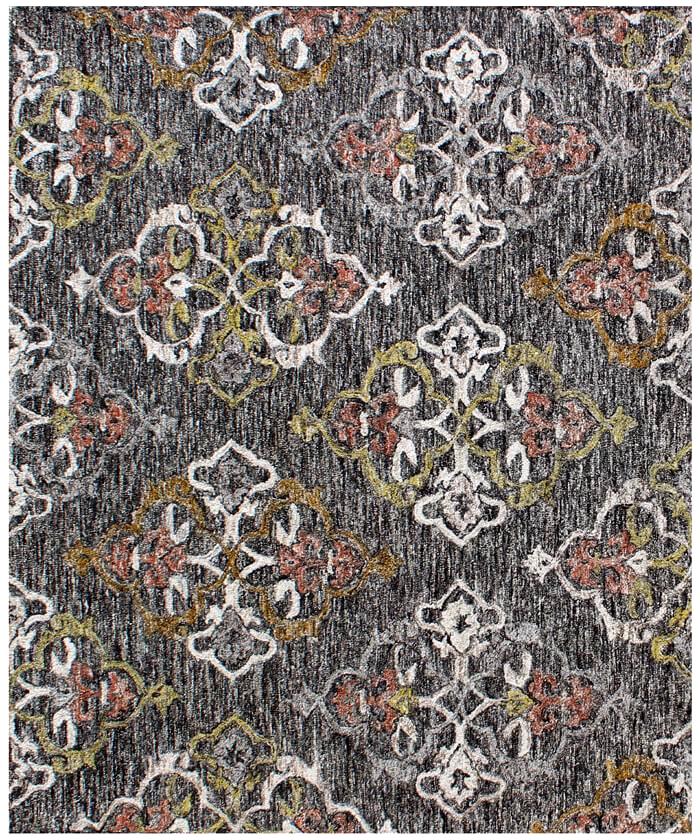 Handmade 5X8 Charcoal gray Wool medallion pattern area rug for living room, bedroom and dining room, study room office clearance sale