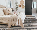 Handmade 5X8 8X10 Charcoal beige Wool geometric pattern area rug for living room, bedroom and dining room, study room office clearance sale