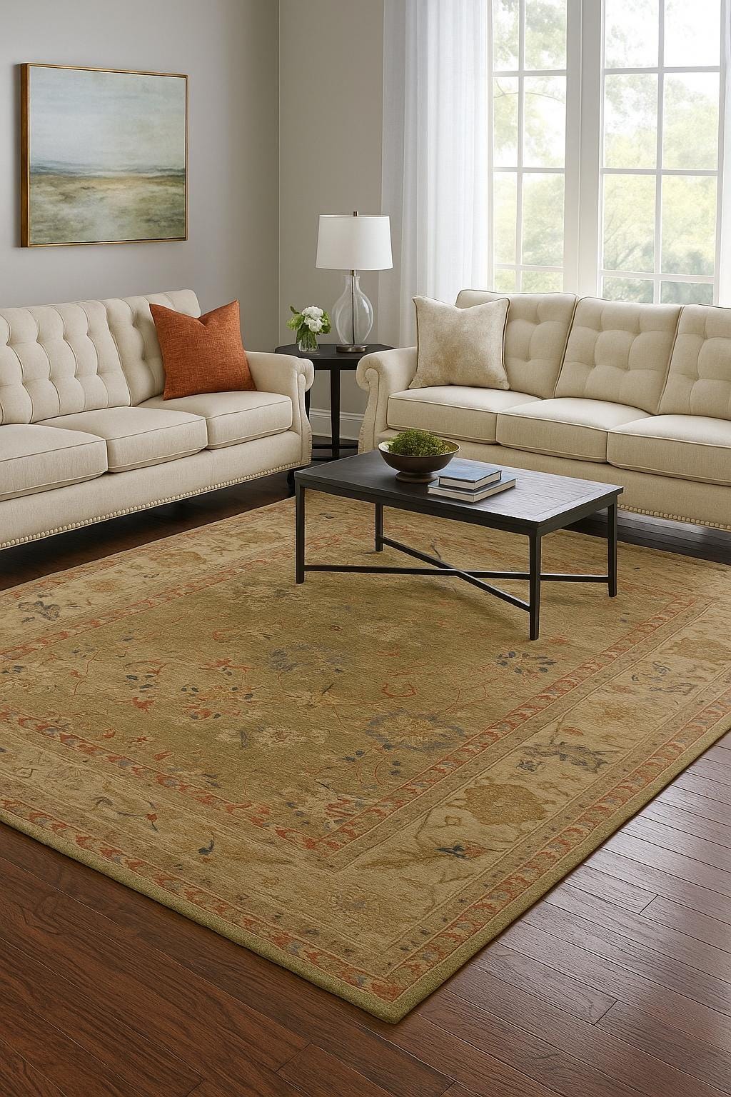 8x10 ft Green Beige Hand Knotted area Rug 9X12 & 10X14 handmade Persian rug