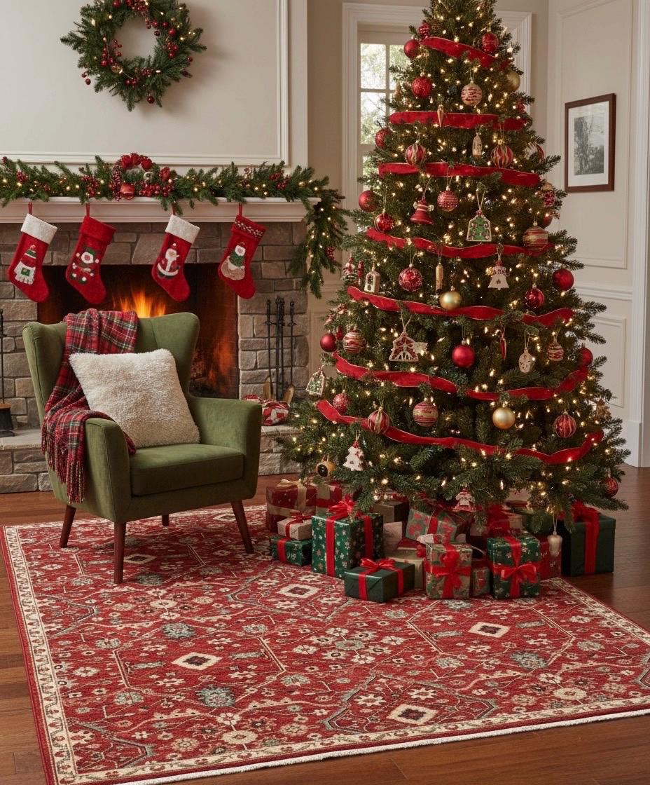 Luxury Red Persian style Hand knotted Area Rug