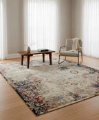 Hand knotted 12x15 Wool Rug - Distressed 8x10 Blue Red Cream Area Rug