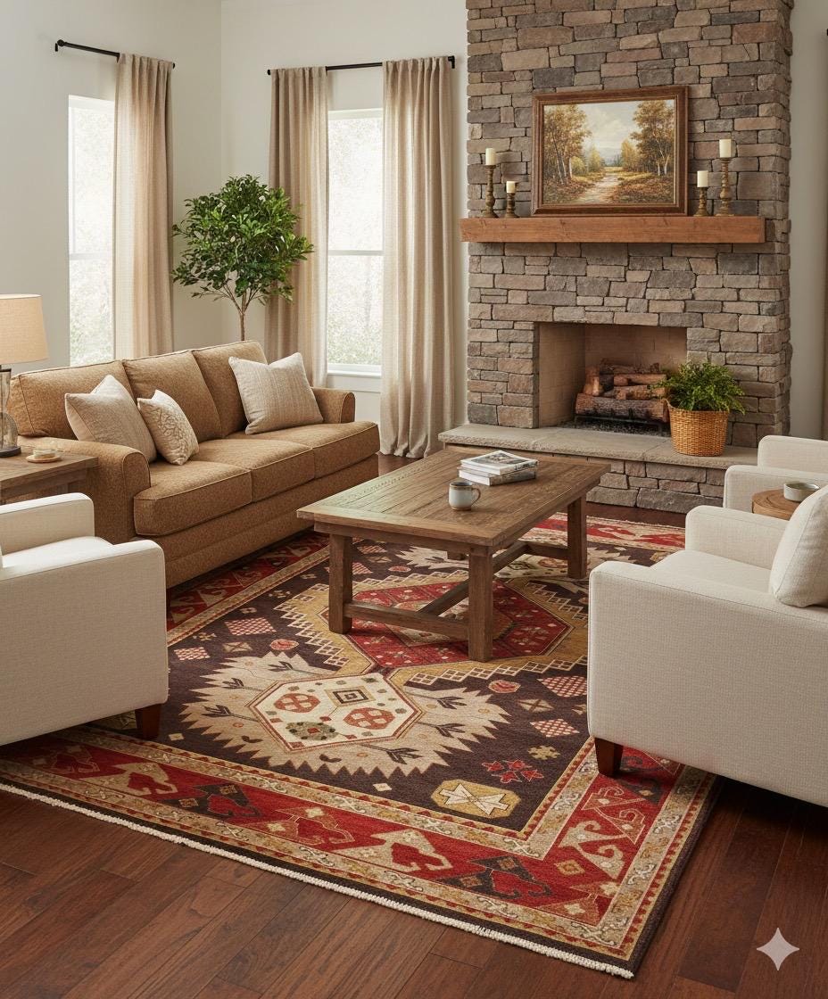 Hand-Knotted Navajo Wool Rug - Modern Southwestern Area Rug