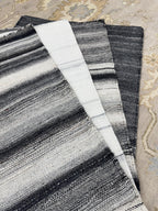 Handwoven Black & White Striped Flatweave Rug – Wool Kilim style or dhurrie -small area rug for entryway, bedside kitchen area accent corner