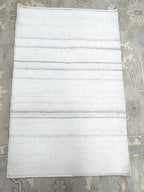 Handwoven Black & White Striped Flatweave Rug – Wool Kilim style or dhurrie -small area rug for entryway, bedside kitchen area accent corner